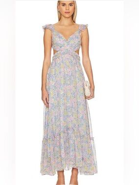Astr the Label Primrose Floral Strappy Back Maxi in Pink, Blue & Yellow Large